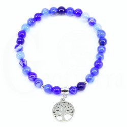 Pulsera Ágata Azul y Amuleto.